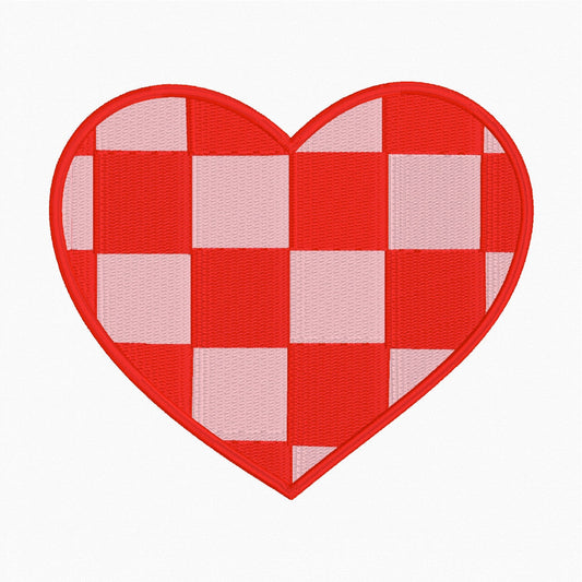 Checkered Heart Trendy // Machine Embroidery Digital File, pes, Instant Download, valentines day, love