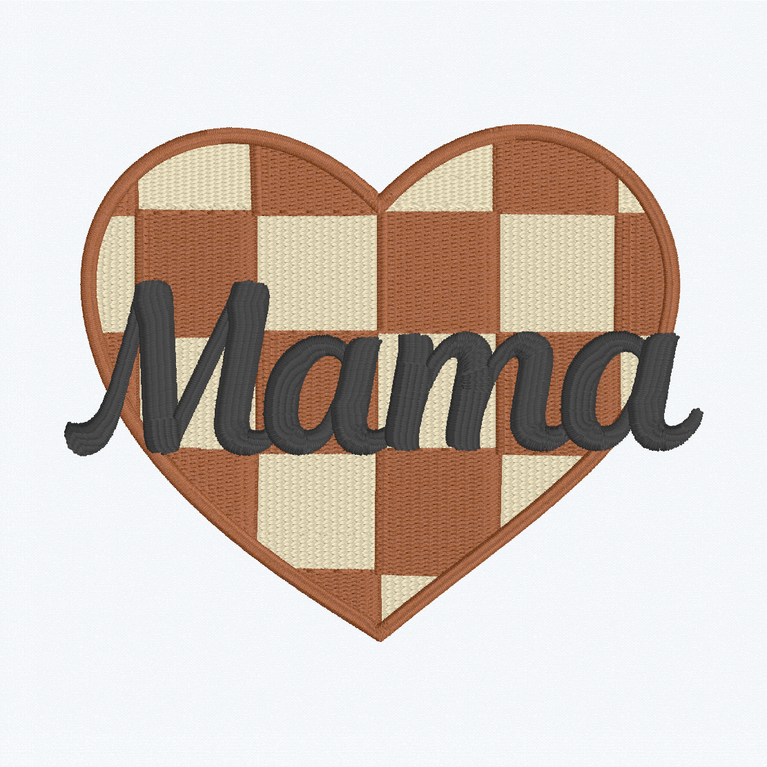 Mama Trendy Checkered Heart Machine Embroidery Digital File