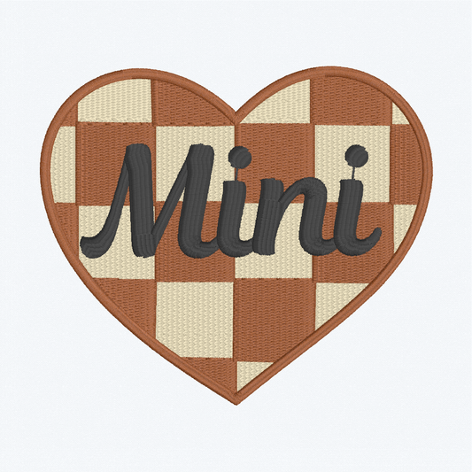 Mini Trendy Checkered Heart Machine Embroidery Digital File